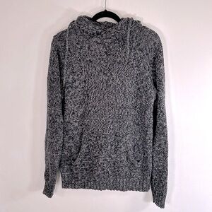 Birch Black Heavyweight Relaxed Fit Mens Size XL Hooded Black Grey Knit Sweater